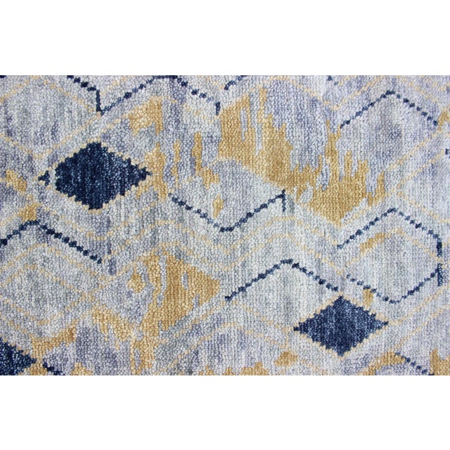 Platinum Large Modern Geometric Rug in Blue, Gray and Warm Gold Tones 9'3" X 12'3" For Sale - Image 8 of 12