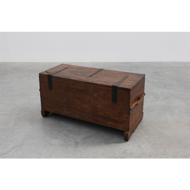 Flemish Oak Blanket Chest with Panelled Front and Iron Lock, 1825 For Sale - Image 13 of 14