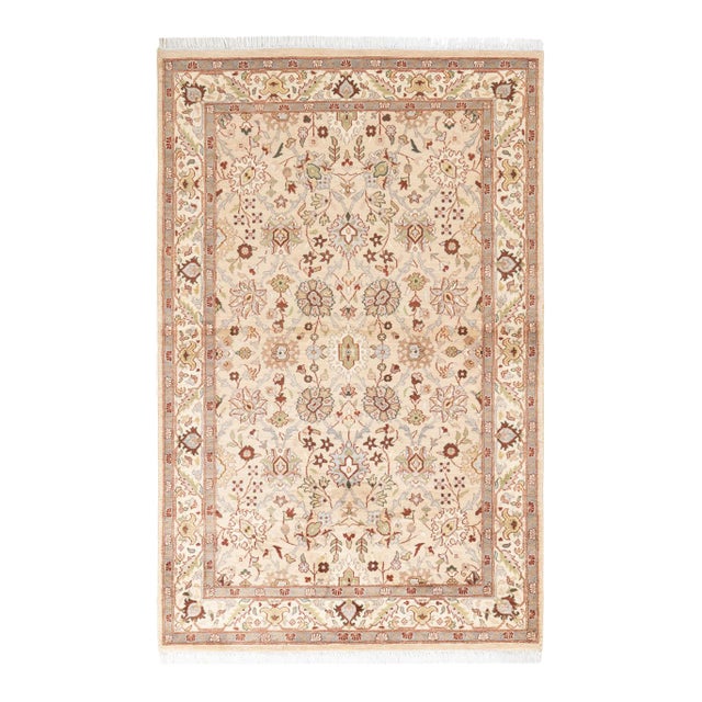 Mogul, One-of-a-Kind Hand-Knotted Area Rug in Ivory, 4' 1" x 6' 5" For Sale