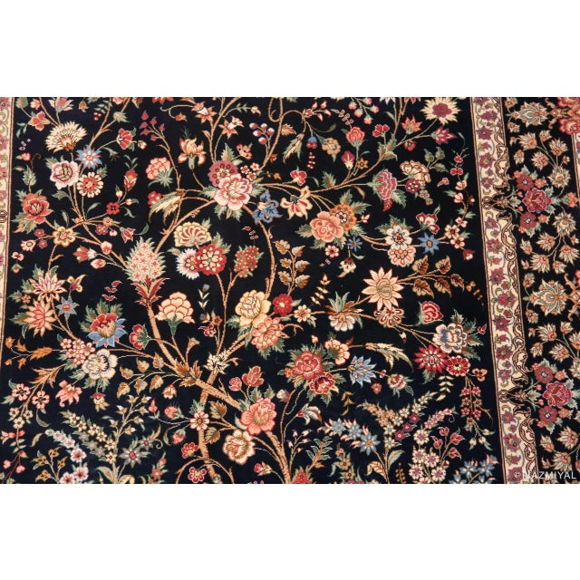 1950s Nazmiyal Collection 1950s Floral Design Vintage Persian Silk Qum Rug For Sale - Image 5 of 7