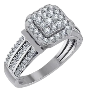 10K White Gold Round Diamond Halo Bridal Cluster Ring 7/8 Cttw, Size 7