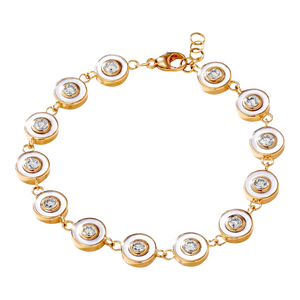 Syna Yellow Gold Bracelet with Mother of Pearl and Diamonds