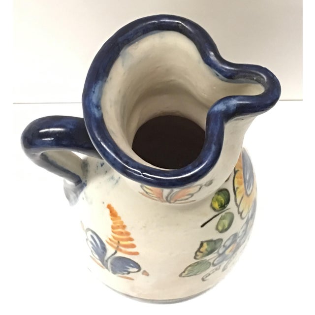 1920s 19th Century French Glazed Terracotta Pitcher Handmade & Hand-Painted For Sale - Image 5 of 8