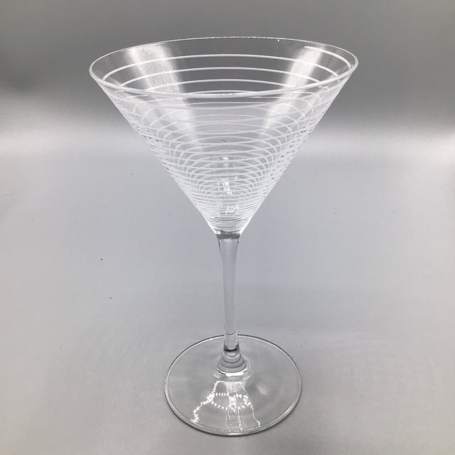 1990s Mikasa Circle Etched Martini Glasses- Set of 4 For Sale - Image 5 of 13