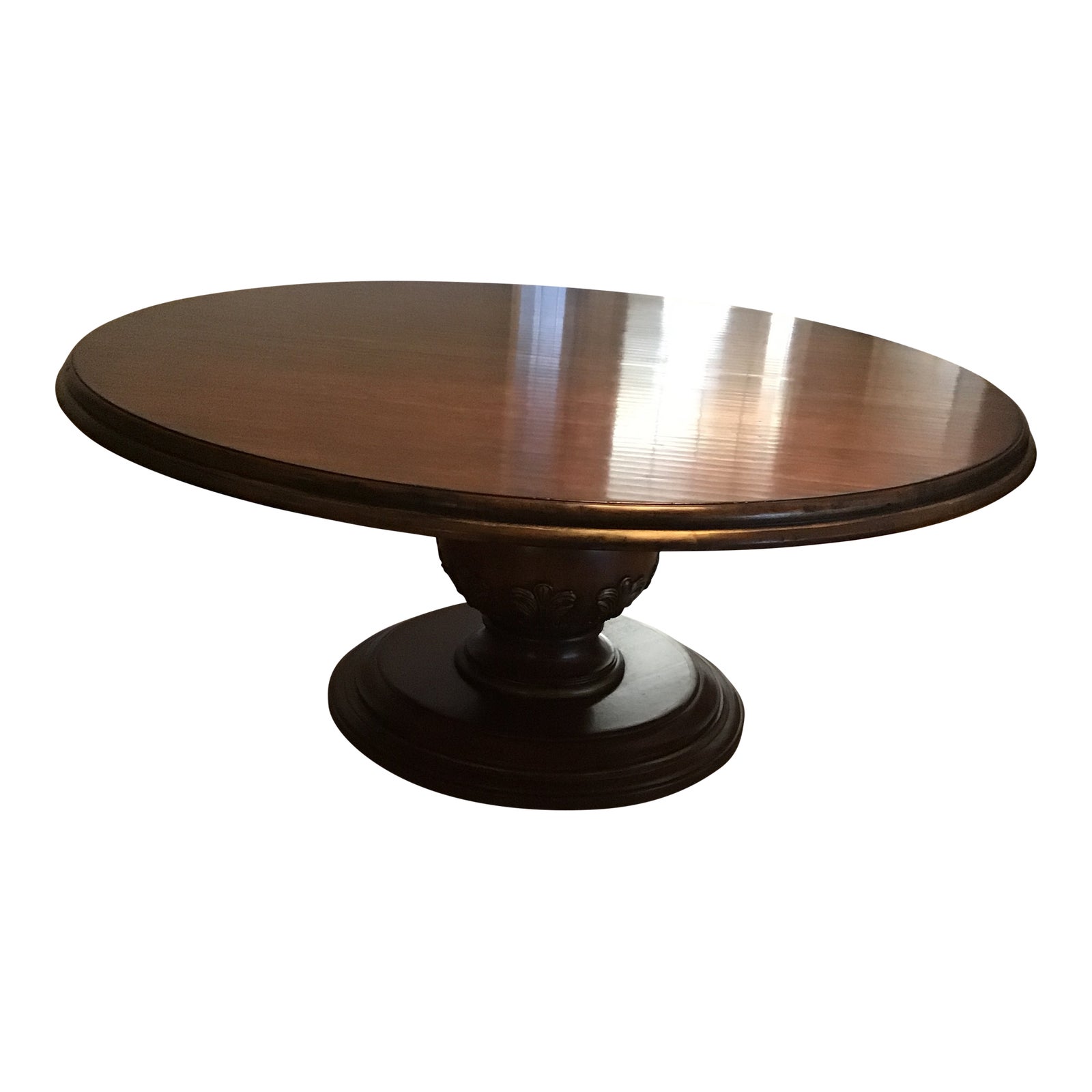 Drexel Heritage Mahogany Dining Table. Custom Gold Leafing on Edges