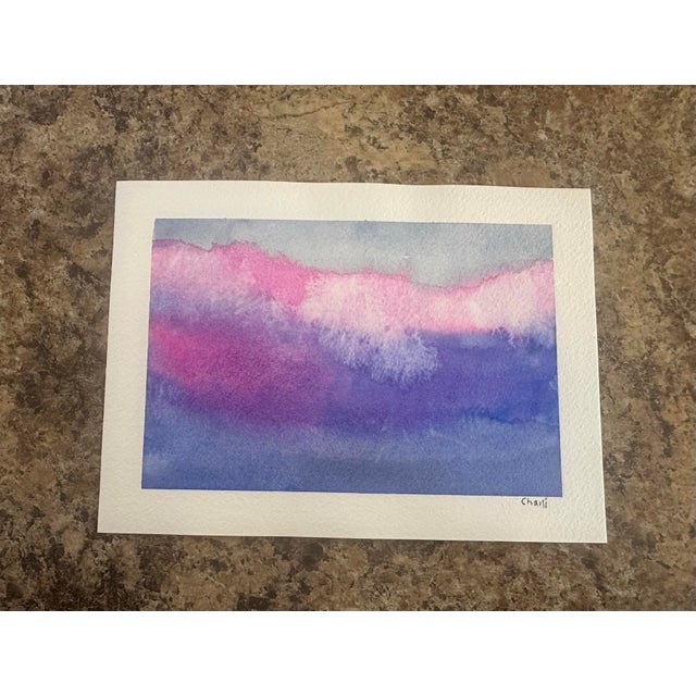 A dreamy blend of rose pink, magenta, lavender, and soft blue creates this atmospheric original watercolor by Michigan...