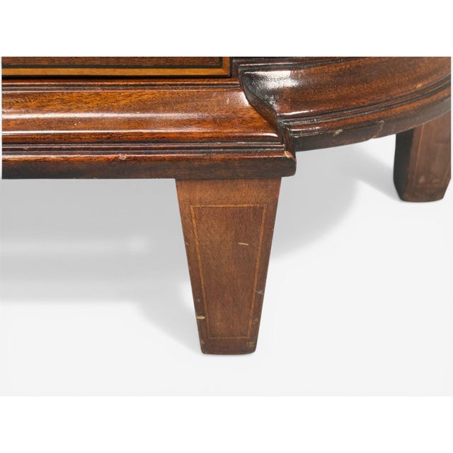 English Regency, Demilune Cabinets, Mahogany, Brass, Fabric, England, 20th C. For Sale - Image 11 of 14
