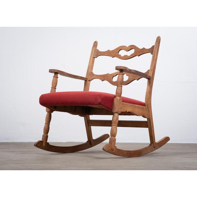 Brutalist Oak Rocking Chair, Denmark, 1960s For Sale - Image 4 of 10