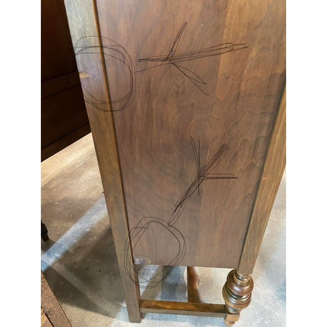Mid 20th Century Walnut China Cabinet W/ One Drawer For Sale - Image 11 of 11