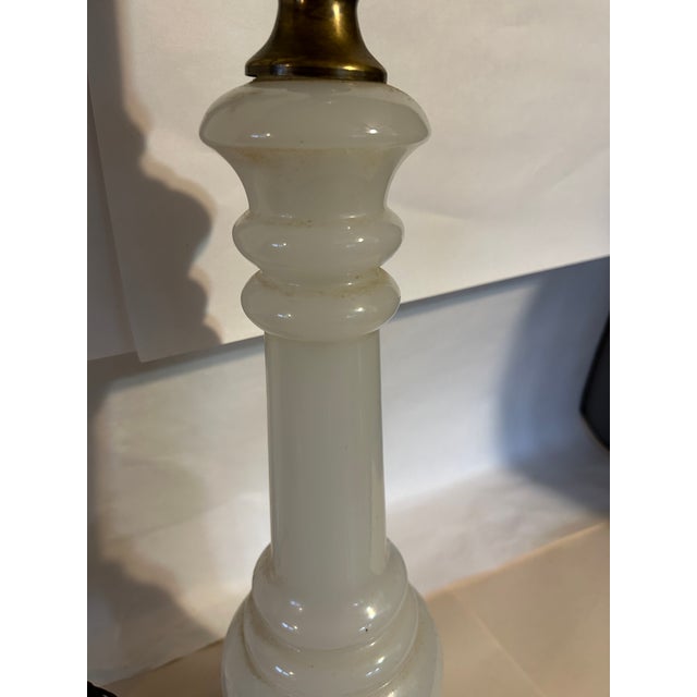 Frederick Cooper Vintage Frederick Cooper French Opaline Glass Column Table Lamp With Brass Base For Sale - Image 4 of 10