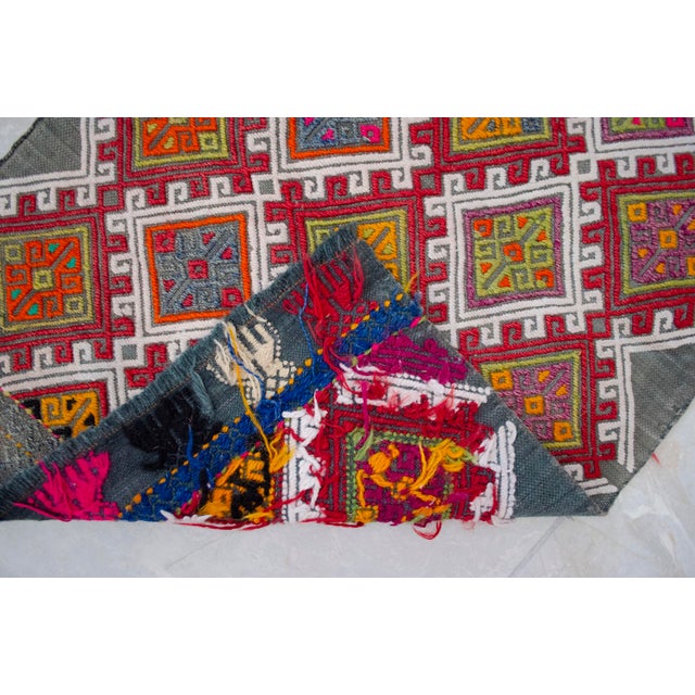 1960s Hand-Woven Braided Weave Turkish Jajim Kilim Rug 18"x35" For Sale - Image 11 of 12