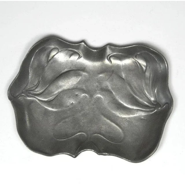 Antique Art Nouveau Pewter Dish from Walter Scherf & Co For Sale - Image 3 of 9