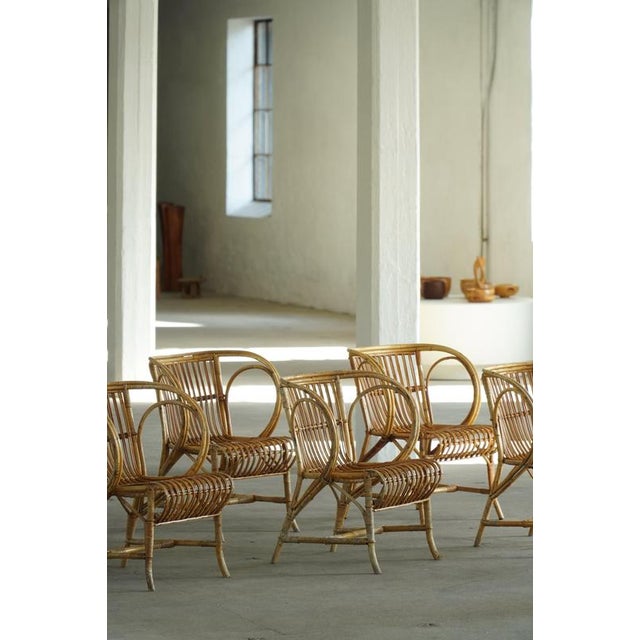 Danish Modern Bamboo Dining Chairs by Robert Wengler, 1930s, Set of 6 For Sale - Image 18 of 18