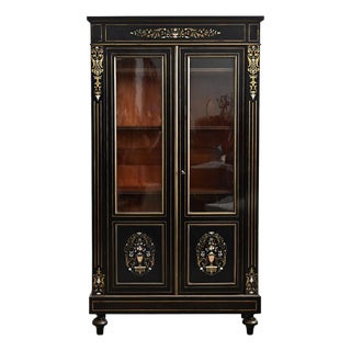 French 19th Century Ebonized & Inlay Petite Bibliotheque For Sale