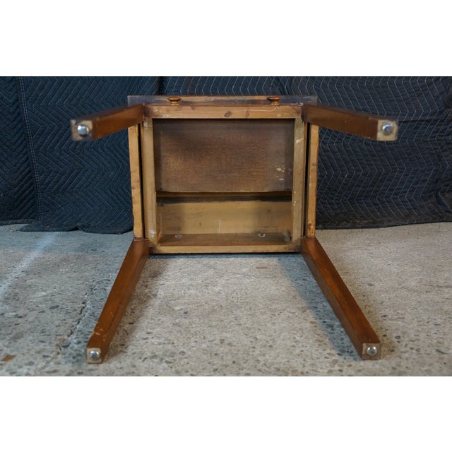 Antique Early American Sheraton Style Oak Farmhouse Side Work Table W/ Drawer For Sale - Image 13 of 15