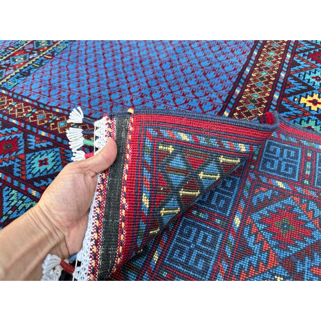 Hand-Knotted Afghan Turkmen Ensi Wool Area Rug - 8'4" X 11'10" For Sale - Image 14 of 15