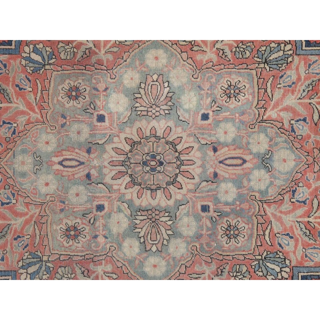 Brown Antique Persian Mohtasham Kashan Carpet, Traditional, Ivory, Blue, Green, Reds For Sale - Image 8 of 16
