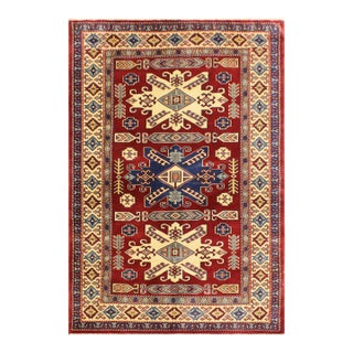 Shabby Chic Tribal Shirwan Red/Beige Wool Rug - 3'7''x5'8'' For Sale