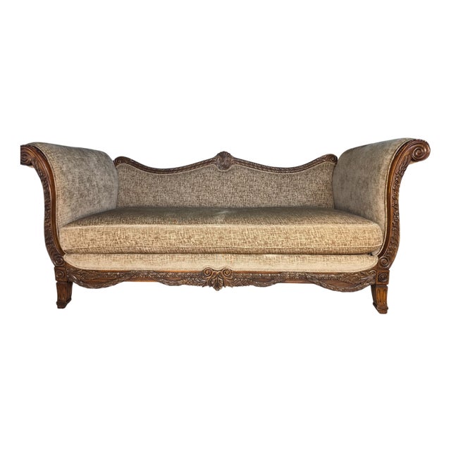 Vintage 1996 Bassett French Provincial Carved Wood Sofa For Sale