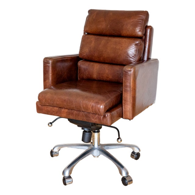 Leather Executive Desk Swivel Chair in Cigar Leather by Timothy Oulton for Halo, 2010s For Sale