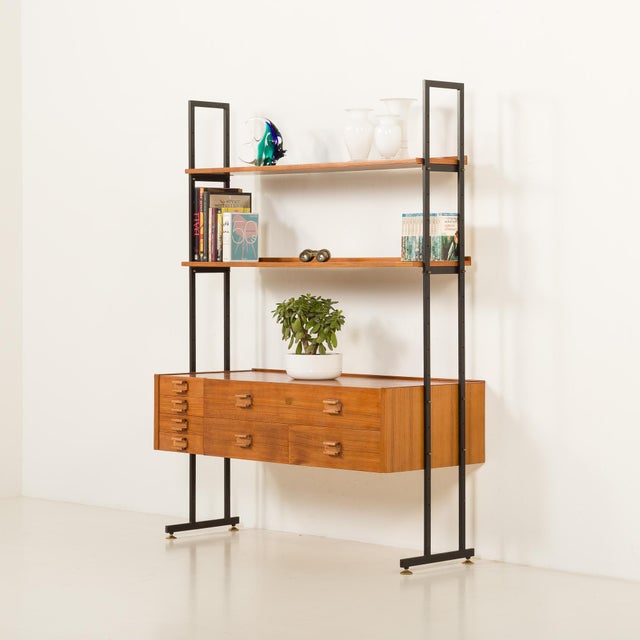 Italian Free Standing Shelving Unit with Drawers, 1970s For Sale - Image 12 of 12