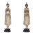Vintage Carved Standing Terracotta Thai Buddha Statutes on Stand—A Pair For Sale