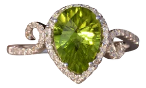 The 92nd Avenue: Peridot and Natural Diamond Ring in White Gold