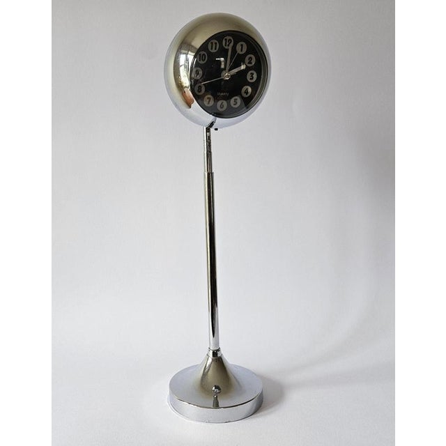Silver Vintage Space Age Telescopic Table Eyeball Clock by Christian Koban, 1977 For Sale - Image 8 of 13