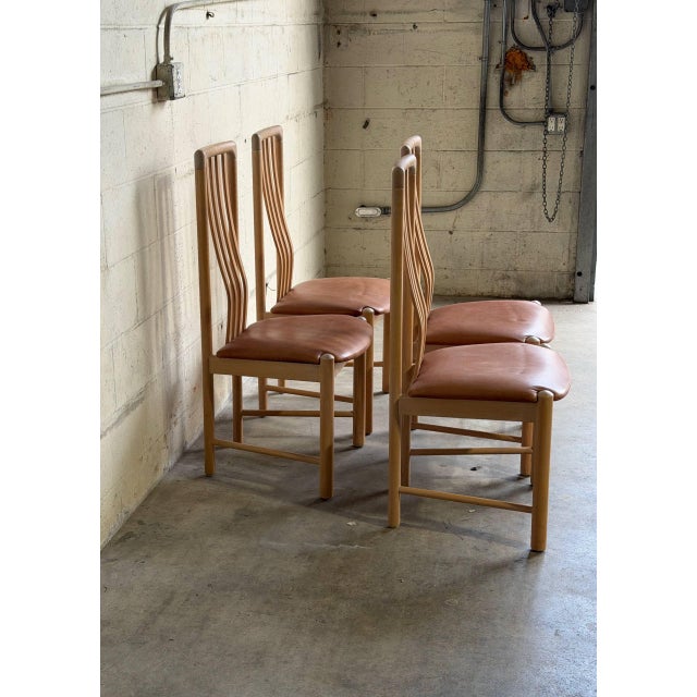 Mid 20th Century Set of 4 Danish Modern Kvist Dining Chairs in Beech With Leather Seats For Sale - Image 5 of 10