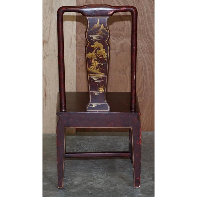 Antique Chinese Red Hand Painted Chair in Sold Wood For Sale - Image 13 of 17