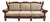 Custom Carved Wood Three-Cushion Sofa in Striped Upholstery For Sale