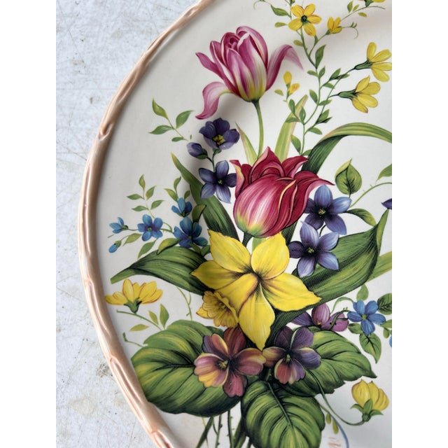 Beautiful bright Floral ceramic Platter by Lilly Creek. The worlds “Flowers feed the soul” are in the center. Measures...