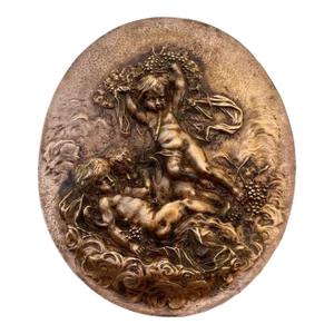 French 19th Century Heavy Bronze Relief Plaque of 3 Cherubs