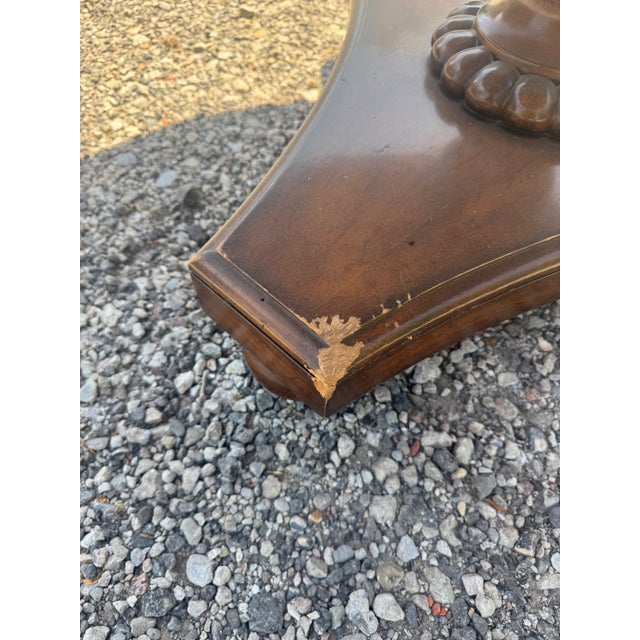 Brown 1980s Round Pedestal Wood Table For Sale - Image 8 of 10