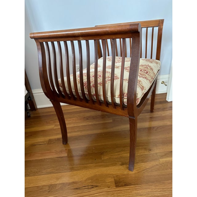 Mid 20th Century Mid 20th Century Curved Slated Side Upholstered Seat/Bench For Sale - Image 5 of 12