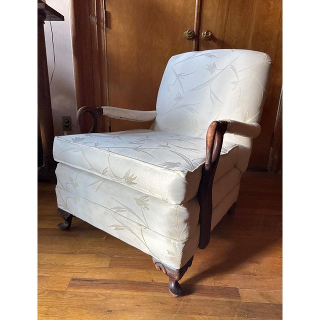 Antique White Mid- 20th Century Vintage French Bergere Empire Style Swan Armchair in White For Sale - Image 8 of 9