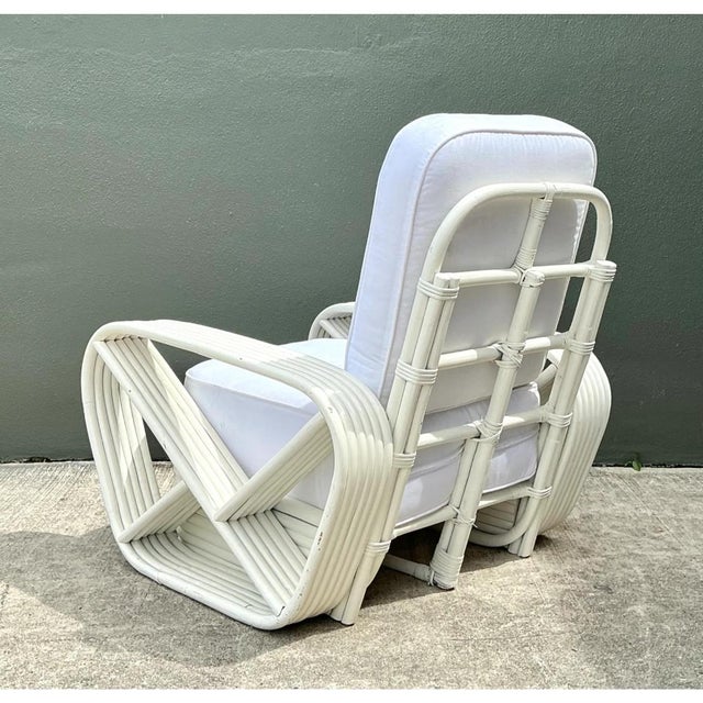 Wood Vintage Paul Frankl Six Strand Rattan Lounge Chair For Sale - Image 7 of 12