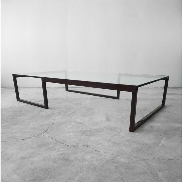 Monumental Minimalist Modern Glass Coffee Table For Sale - Image 4 of 7