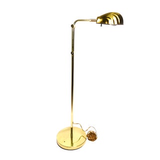 1960s Vintage Brass Clam Shell Adjustable Floor Lamp For Sale