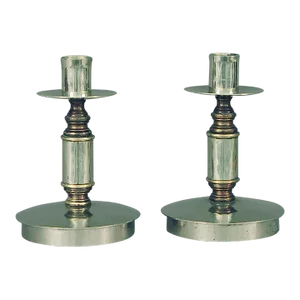Pair of 1970s Bronze and Nickeled Bronze Modernist Candlesticks Sold by Gump’s