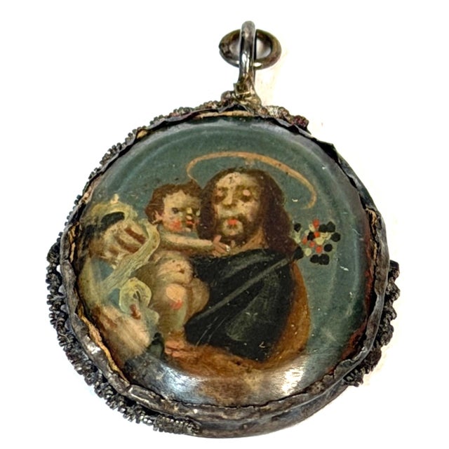 Silver 17th/18 th C. Spanish Silver Double-Sided Silver Devotional Reliquary Pendant For Sale - Image 8 of 12
