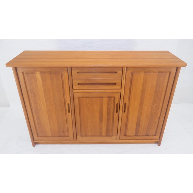 Tangerine Solid Teak Danish Mid Century Modern 45" Tall 3 Door Compartment Credenza MINT For Sale - Image 8 of 15