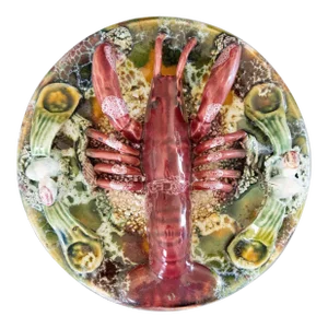 Antique Palissy Majolica Lobster Plate