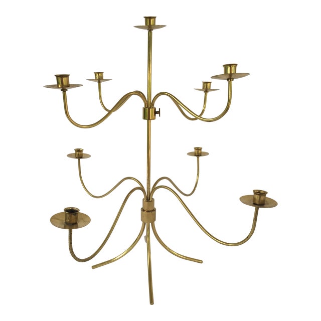Vintage Mid Century Josef Frank Brass 9 Arm Candle Holder