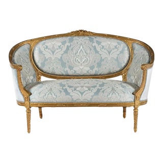 Early 20th Century A Louis XVI Style Giltwood Settee For Sale