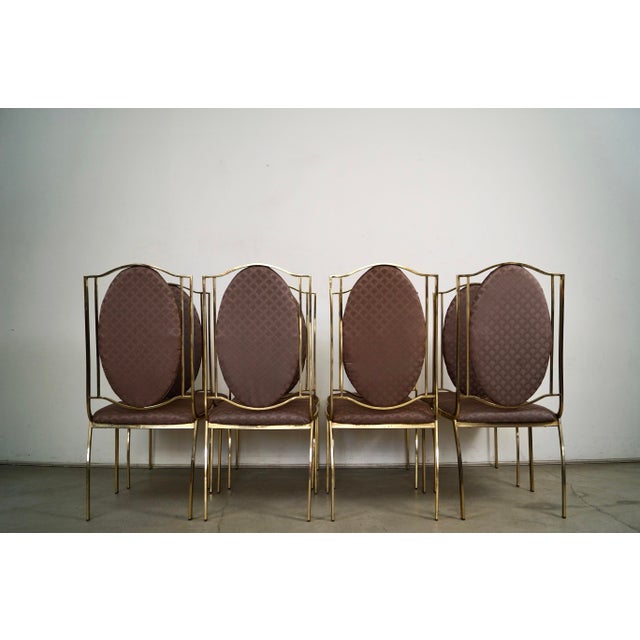 1970’s Italian Hollywood Regency Brass Dining Chairs - Set of 8 For Sale In Los Angeles - Image 6 of 12