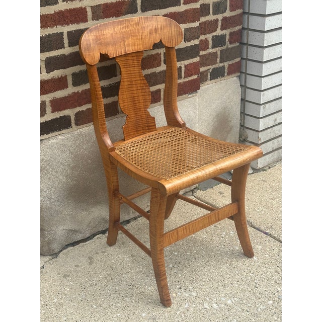 Wood Pair of New York Curly Maple Klismos Chairs, Circa 1860. For Sale - Image 7 of 14