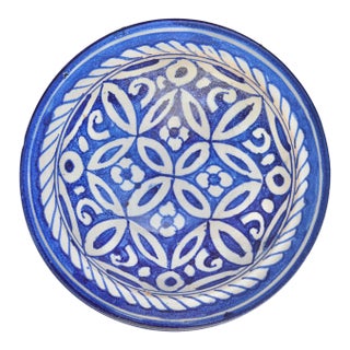 Mid 20th Century Handmade Blue Moorish-Patterned Ceramic-Art Decorative Plate For Sale