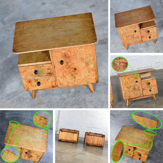 Early to Mid-20th Century Art Deco to MCM Low Asymmetrical Nightstands or End Tables a Pair For Sale - Image 12 of 12