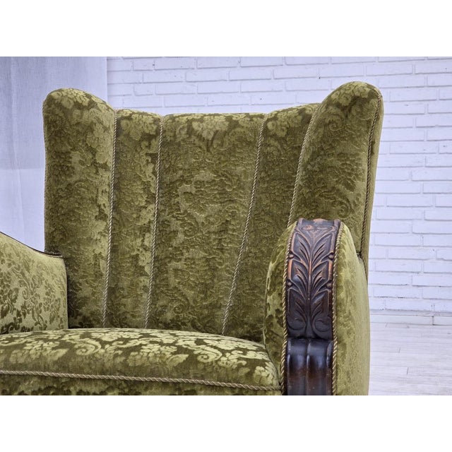 Vintage Danish Relax Chair in Furniture Velour and Oak, 1950s For Sale - Image 12 of 18